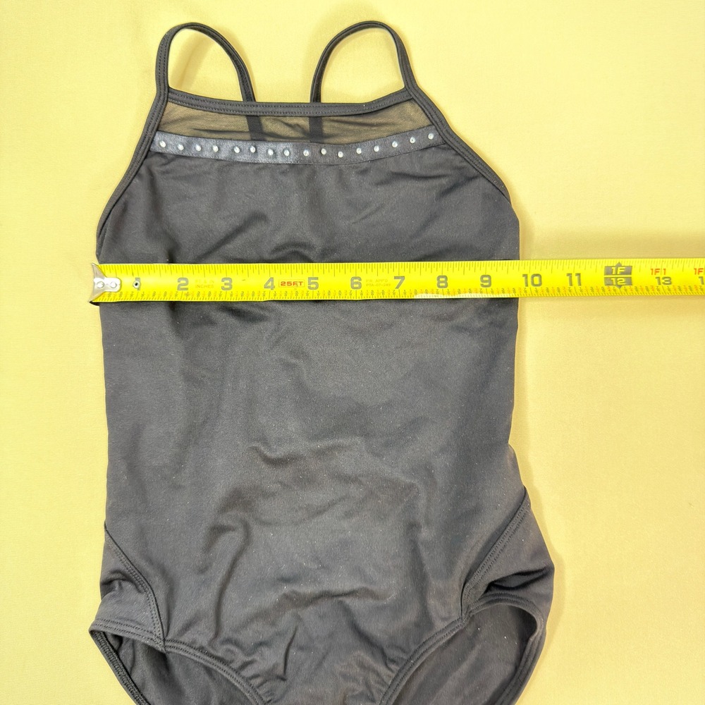 NWOT Bloch Girls Aisling Black Mesh Rhinestone Lattice Back Leotard‎ 8-10 Dance - Picture 3 of 8
